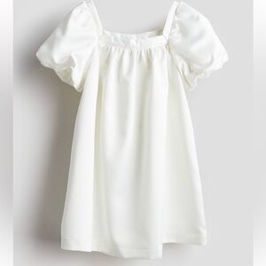 BALLOON-SLEEVED SATIN DRESS